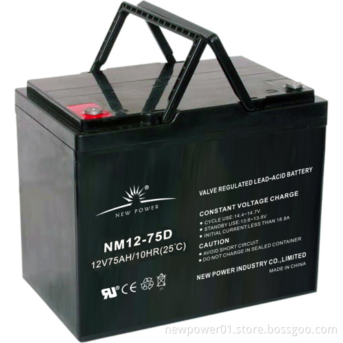 12V 75ah Deep Cycle Lead Acid Battery for Electric (NM12-75D)